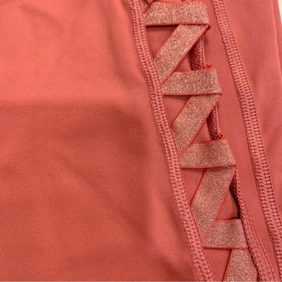 VS Rose Pink Knockout Tight Lace-Up Criss-Cross Workout Leggings - Picture 2 of 6